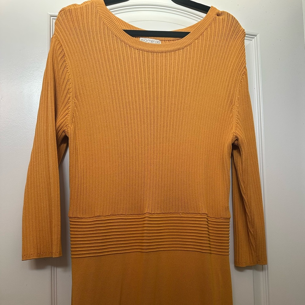 Monrow Mustard Long Sleeve Dress
